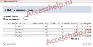 База данных Access Персональные ЭВМ