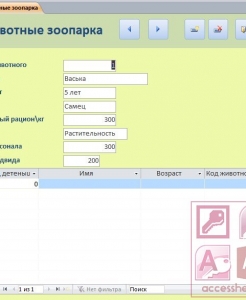 Готовая база данных Access Зоопарк