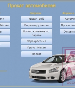 Готовая база данных Access Прокат автомобилей