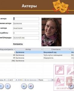 Готовая база данных Access Занятость актеров театра