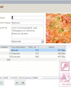 Готовая база данных Access Доставка пиццы
