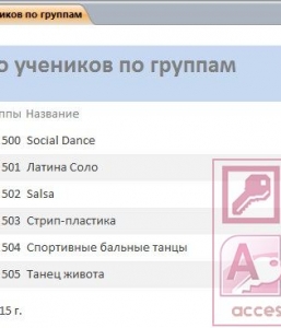 Готовая база данных Access Школа танцев
