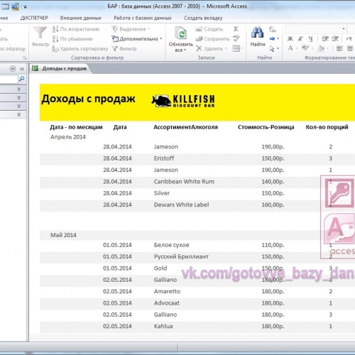 Готовая база данных Access Бар