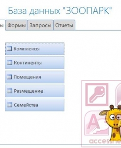 Готовая база данных Access Зоопарк