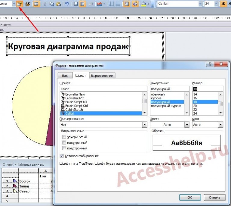Аксесс диаграмма в отчете