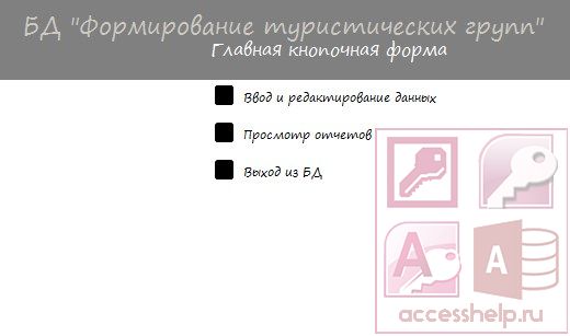 База данных Access Формирование туристических групп