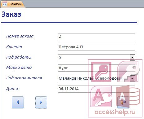 База данных Access Учет обслуживания клиентов в автосервисе
